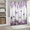 1pc Purple Flower Butterfly Printed Shower Curtain, Windows and Walls Bathtub Bathroom Home Decor Shower Curtain