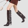 Fashion Runway style Fashion Patent Leather Belt Metal Buckle Women Motorcycle Knee-High Boots Autumn Winter High Heels Long Boots Shoes
