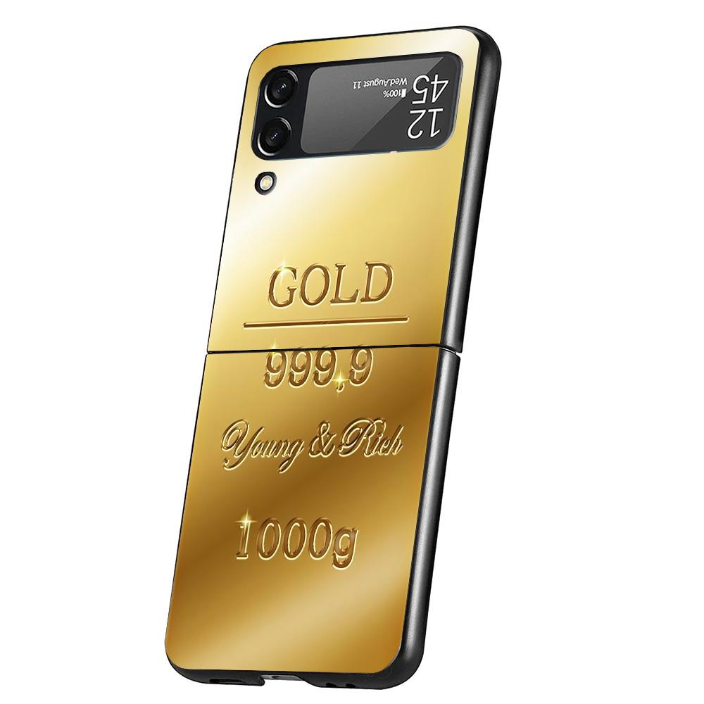 Fine Gold Pattern Printing Case Phone Cover for Samsung Galaxy Z Flip 7 6 5 4 3 5G ZFlip7 ZFlip6 ZFlip5 ZFlip4 ZFlip3 Black Fund