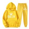 2025 Erkek Büyük Beden Polar Kapüşonlu Sweatshirt Seti - QUEEN Baskılı Moda Sonbahar/Kış İçin