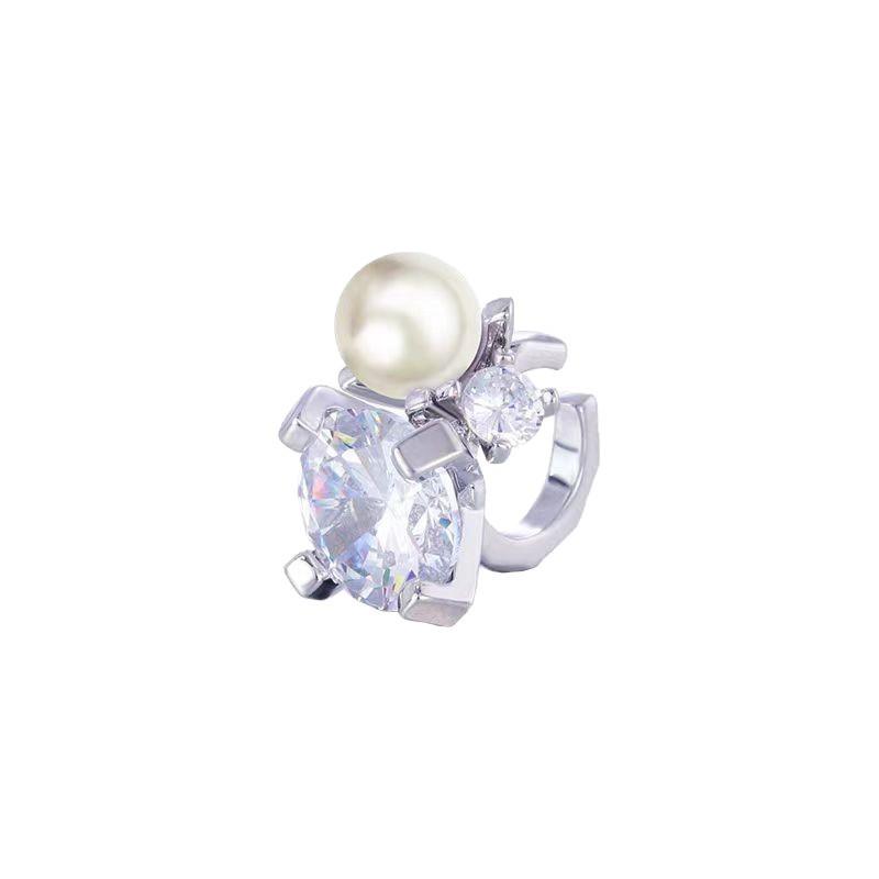 Super Flash 5A Zircon Pearl Without Ear Piercings, Ear Clips, Women's Ear Bone Clips, Earrings, Temperament Ears