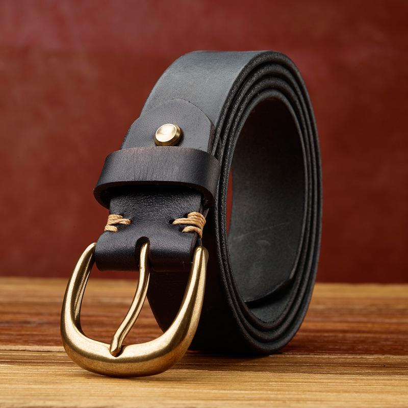 Men s Handmade Genuine Leather Retro Casual Belt - Korean Style for Jeans 115cm