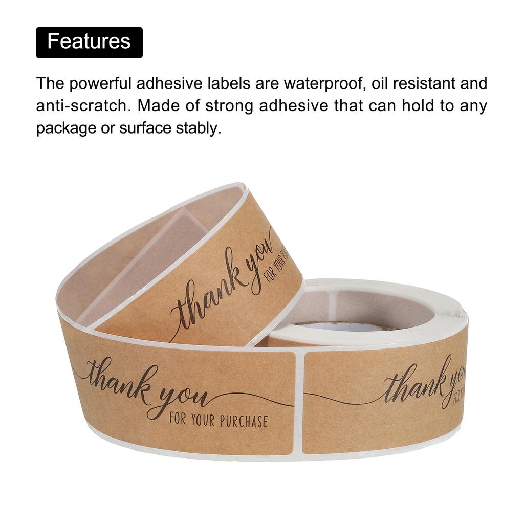 1 Roll Thank You for Your Purchase Stickers Adhesive Rectangle Gift Seal Labels for DIY Business Self-adhesive Paper Labels