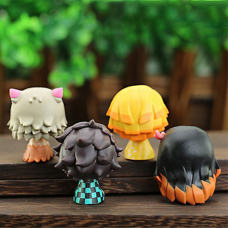 4pcs/set Q Version Demon Slayer Sitting Doll Action Movie Model Toys Doll Figure