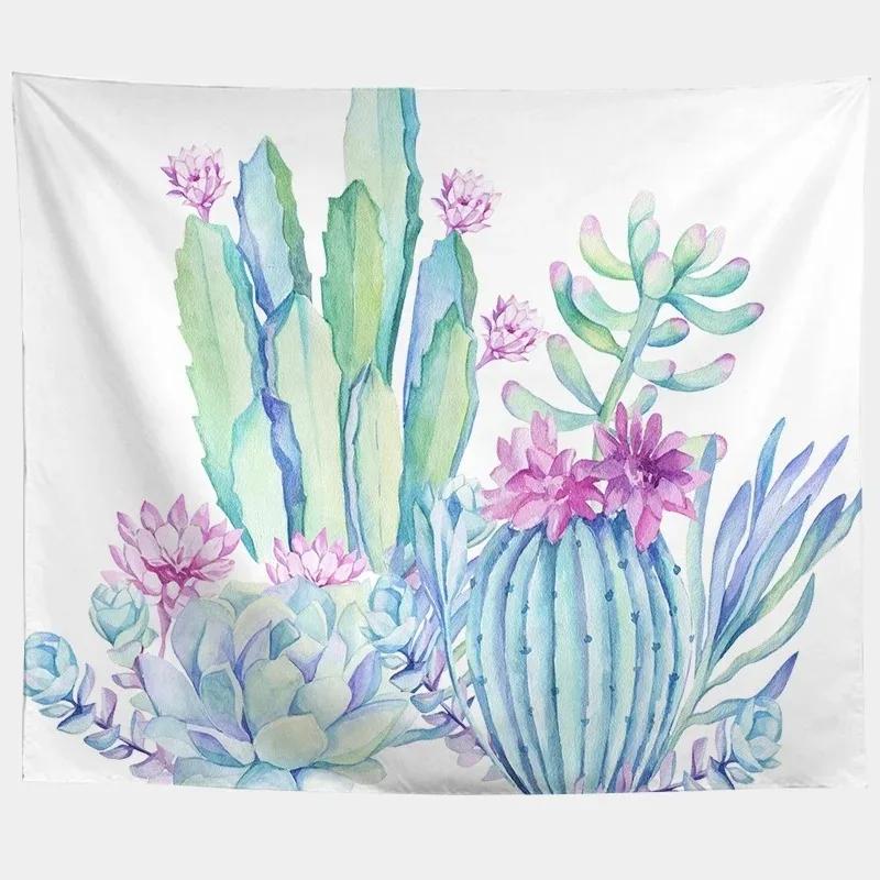 Desert Cactus Succulent Plant Pattern Tapestry Office Living Room Tapestry Home Wall Decoration Tapestry