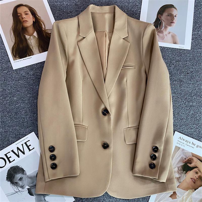 Women's Beige Petite Blazer - Casual Street Style for Spring and Autumn