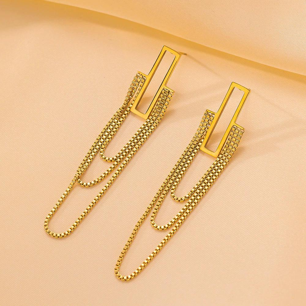 316L Stainless Steel Gold Color Tassel Dangle Earrings For Women Fashion New Holiday Gift Ear Drop  Bijoux