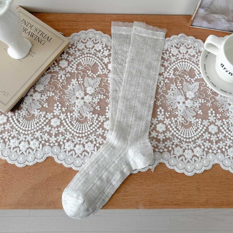 Summer Lightweight Ankle Socks Made of Children's Mulberry Silk, with A Pile Design, Featuring A Simple Style and Long Length.