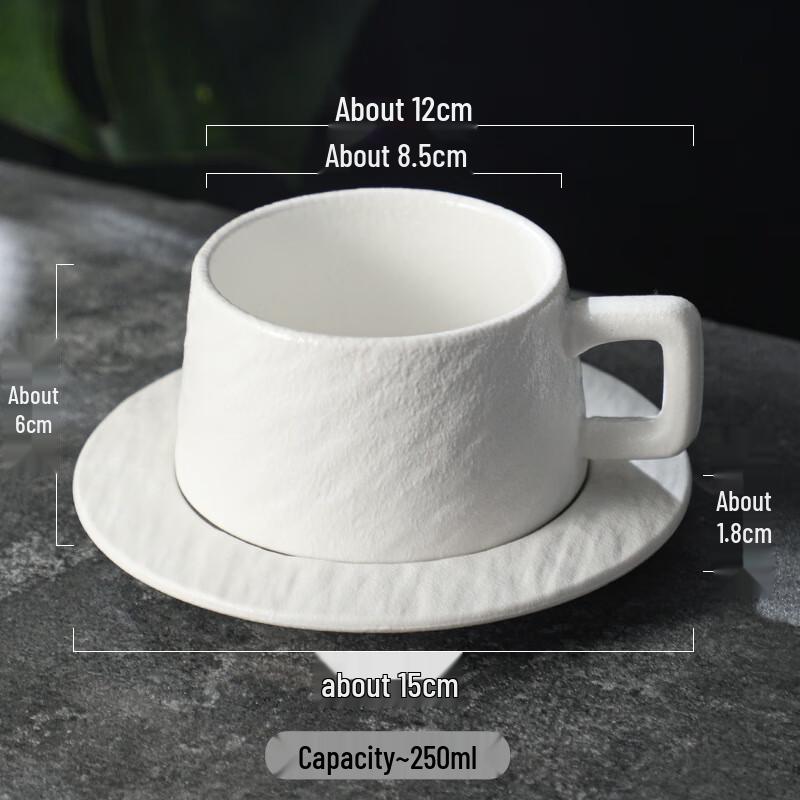 Vintage Stone Pattern Ceramic Coffee Cup & Saucer Set