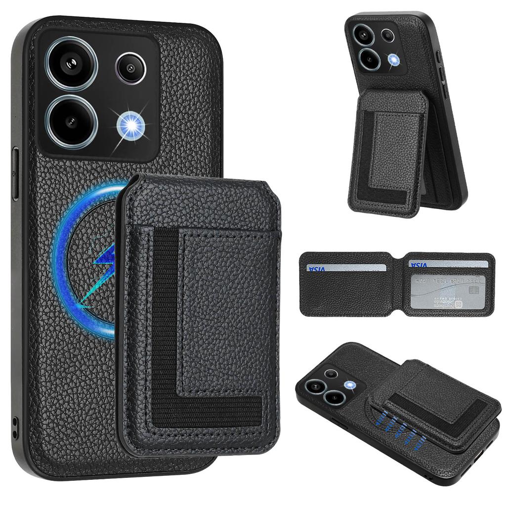 For Xiaomi Poco X6 5G/Xiaomi Redmi Note 13 Pro 5G Magnetic Case TPU+PU Leather Phone Back Cover with Detachable Card Holder