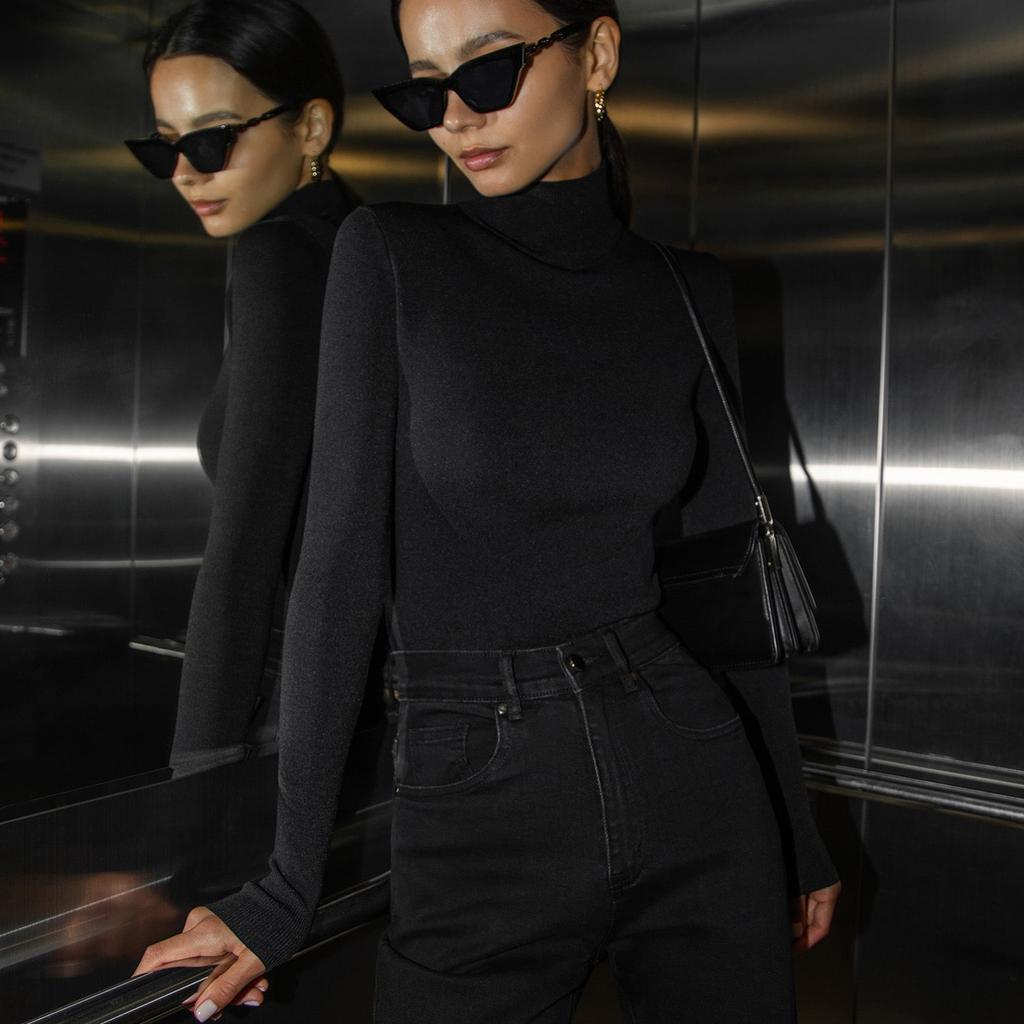 GMXIA Damen Halbhoher Kragen Unterhemd Herbst und Winter Neu Temperamentvoll und Elegant Schlank Warm Langärmliges Innen-Jumper