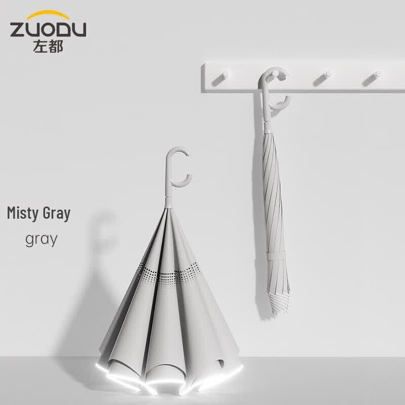 ZUODU Large Semi-Automatic Straight Reverse Umbrella