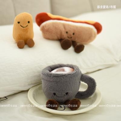 Adorable Cartoon Food Cute Hot Dog Plushies Plush Toy Coffee Cup Doll Soothing Doll Figurine Small Pillow Xmas Gift