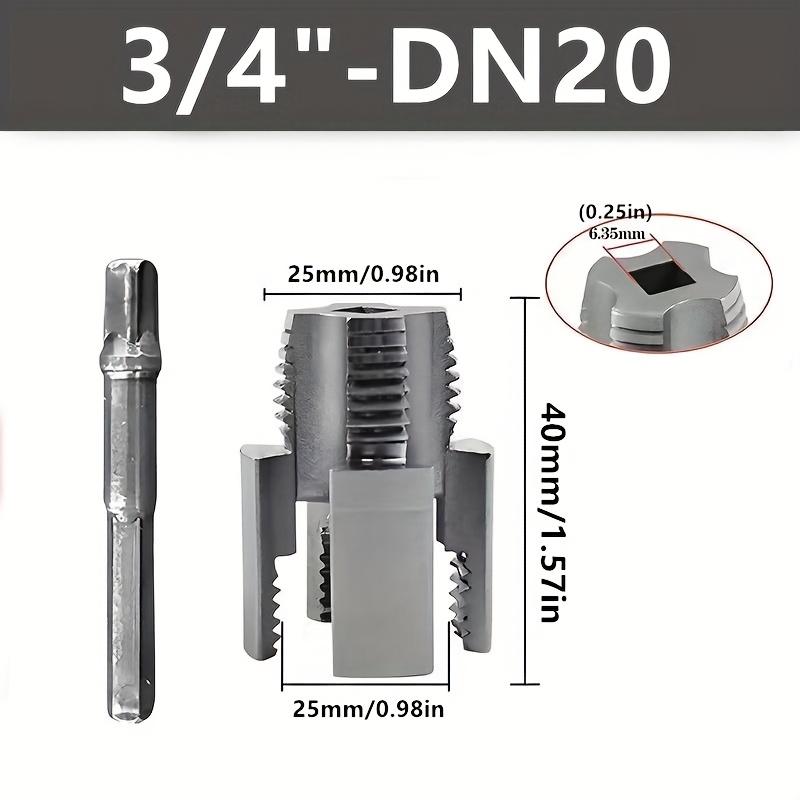 2pcs Metal PPR Water Pipe Thread Repair Tools - Integrated Wire Opener for Inner & Outer Holes, Electric Drill Type, 1/2" - DN15, 3/4" - DN20 Sizes