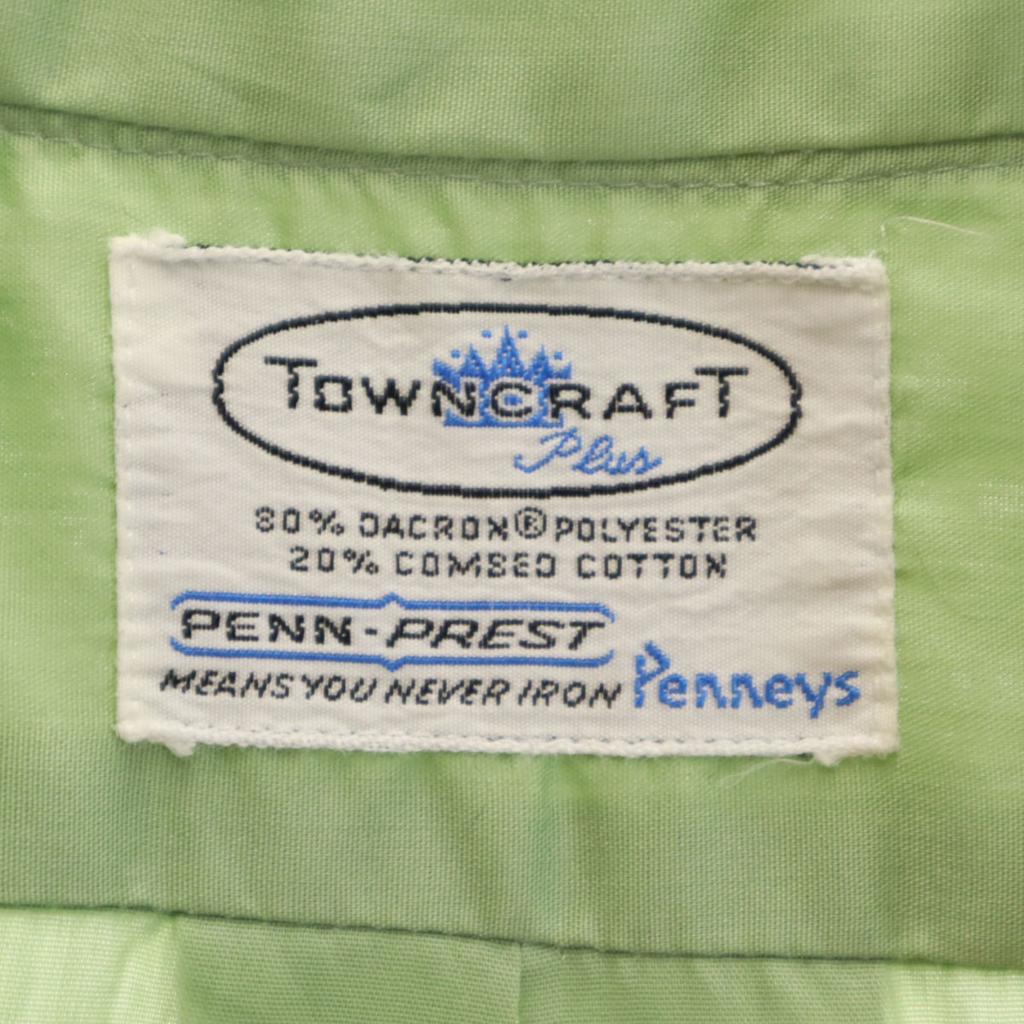 TOWNCRAFT 70s Vintage Short Sleeve Shirt Yellowish Green PENNEYS Men's Used