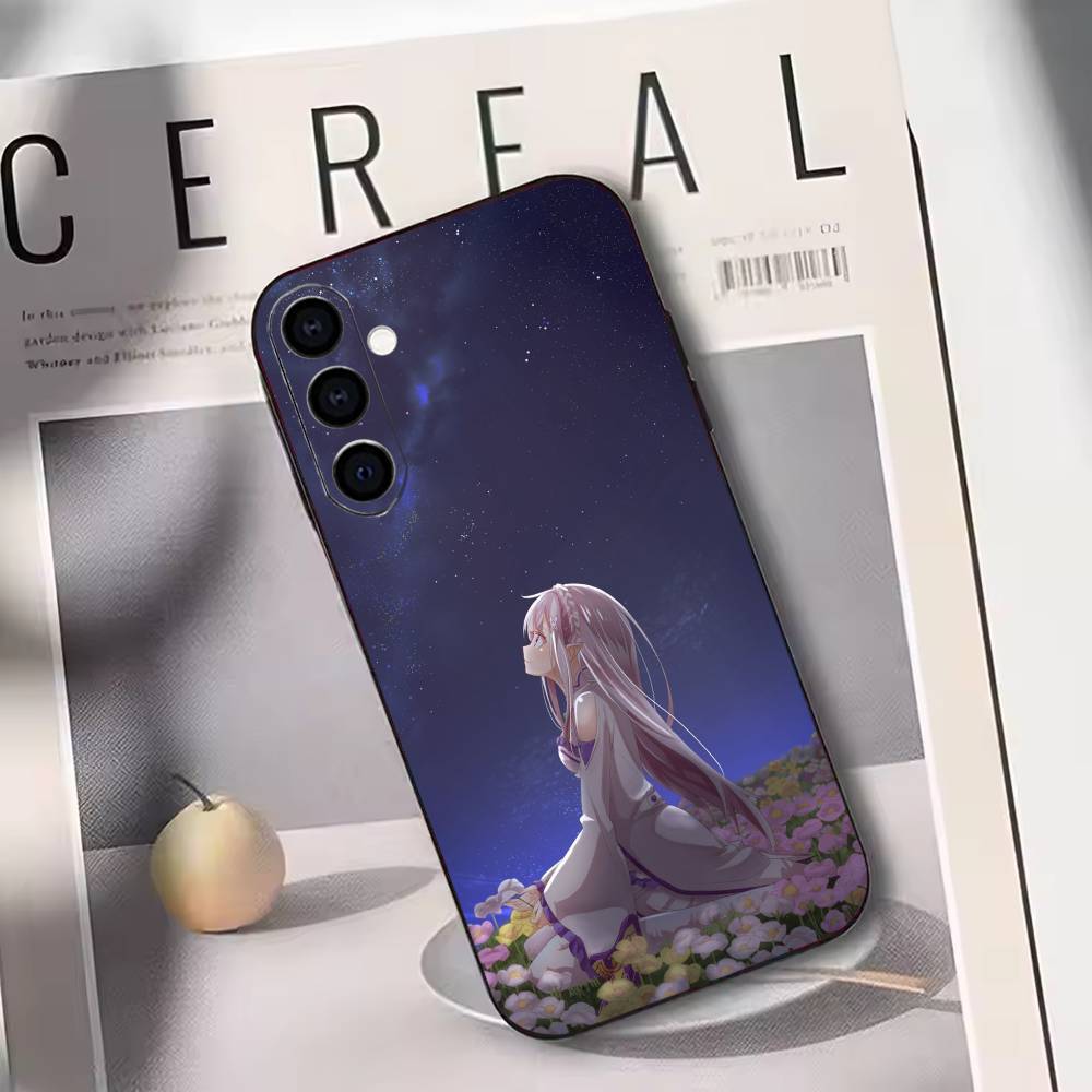 

ReZero Starting Life in Another World Phone Case Black Silicone Soft For Samsung Galaxy A73,A72,A71,A70,A53,A52,A51 Samsung a32 4g