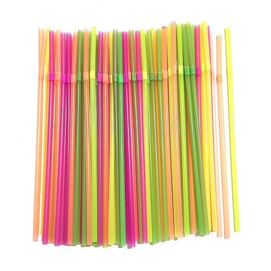 100PCS Disposable Straws, Colorful Bendable And Straight Straws, Food-Grade PP Safe Drinking Straws for Milk Tea Juice Drinks Party Use