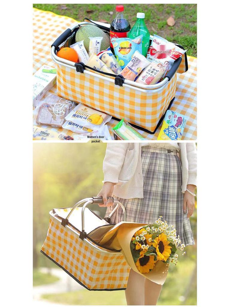 Portable Insulated Picnic Basket & Folding Cooler Bag