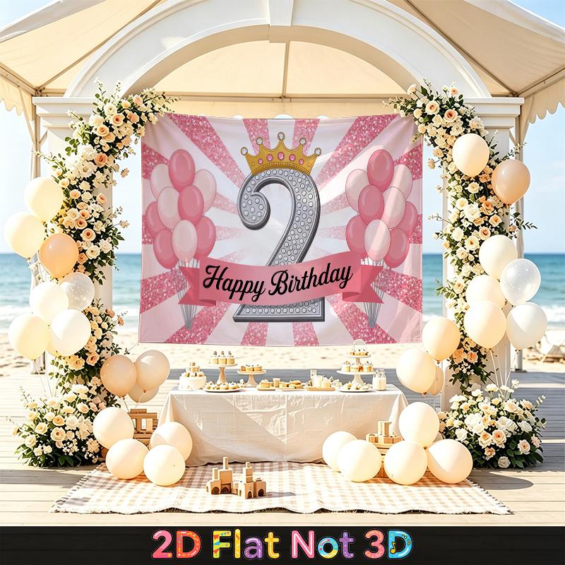 Party Backdrop Birthday Crown Pink Photo Booth Background Front Door Decor