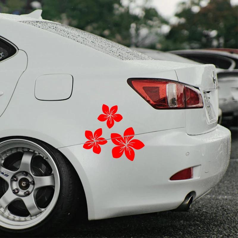 3pcs Pretty Flower Graphics Car Stickers for Rear Window Cover Scratches on Auto Bumper Body Moto Racing Helmet Blossom Decals