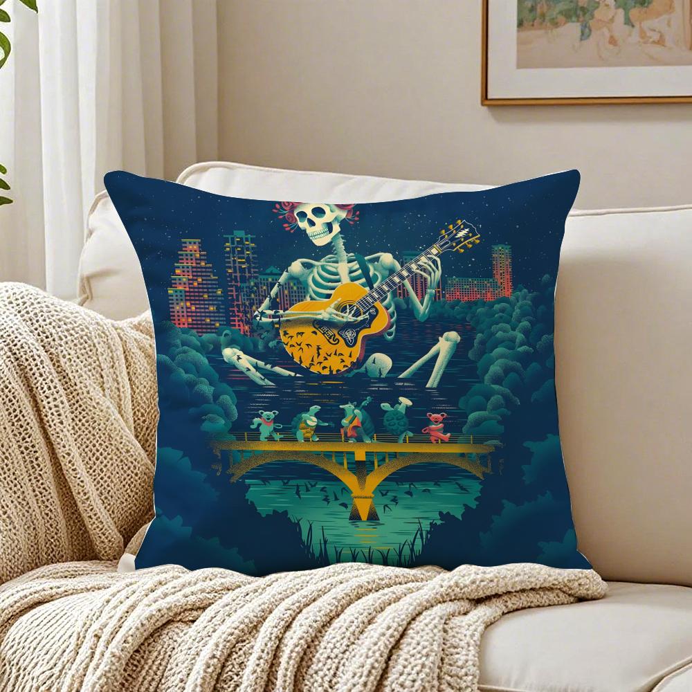 Psychedelic American Band GGrateful DDead Cushion Cover Pillowcase Antidustmite Living Room Sofa Decor Cushion Room