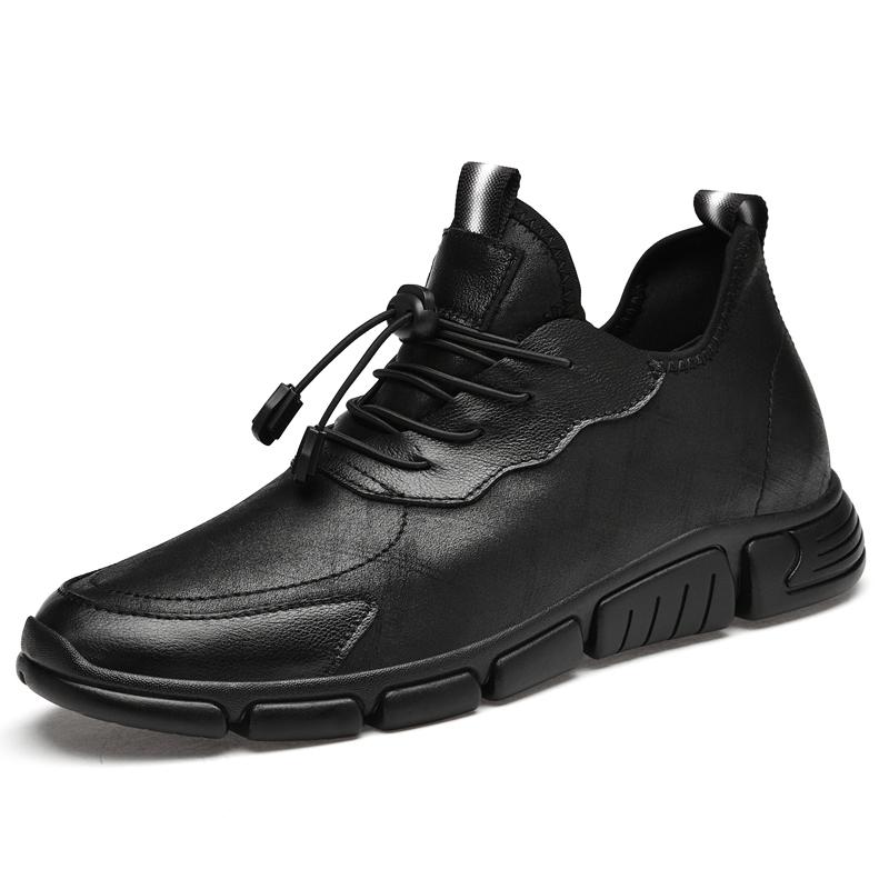 

Плоские / 5 см Обувь на платформе для мужчин Черная Мягкая кожа Зимние Теплые Мужские Мокасины Увеличение роста Обувь выше Клиновидные Кроссовки на массивной подошве 37