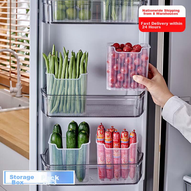 KATEI STORY Japanese Refrigerator Side Door Storage Box, Vegetable And Food Fruit Classification Organizer, Interior Food-Grade, Set of 3