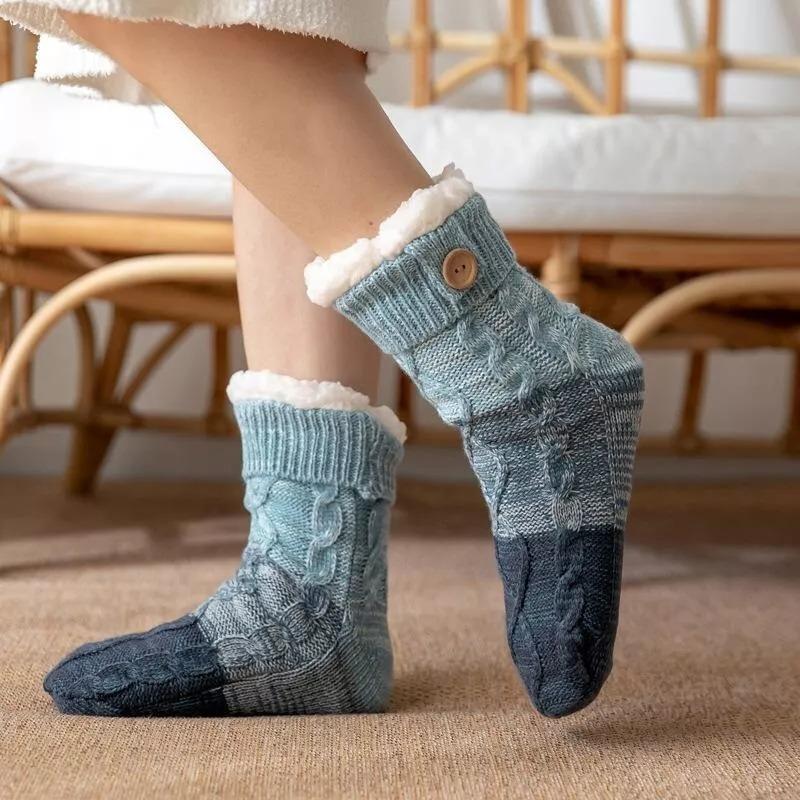 Women Winter Knit Thicken Fleece Lined Indoor Socks Warm Fuzzy Slipper Sock Gift