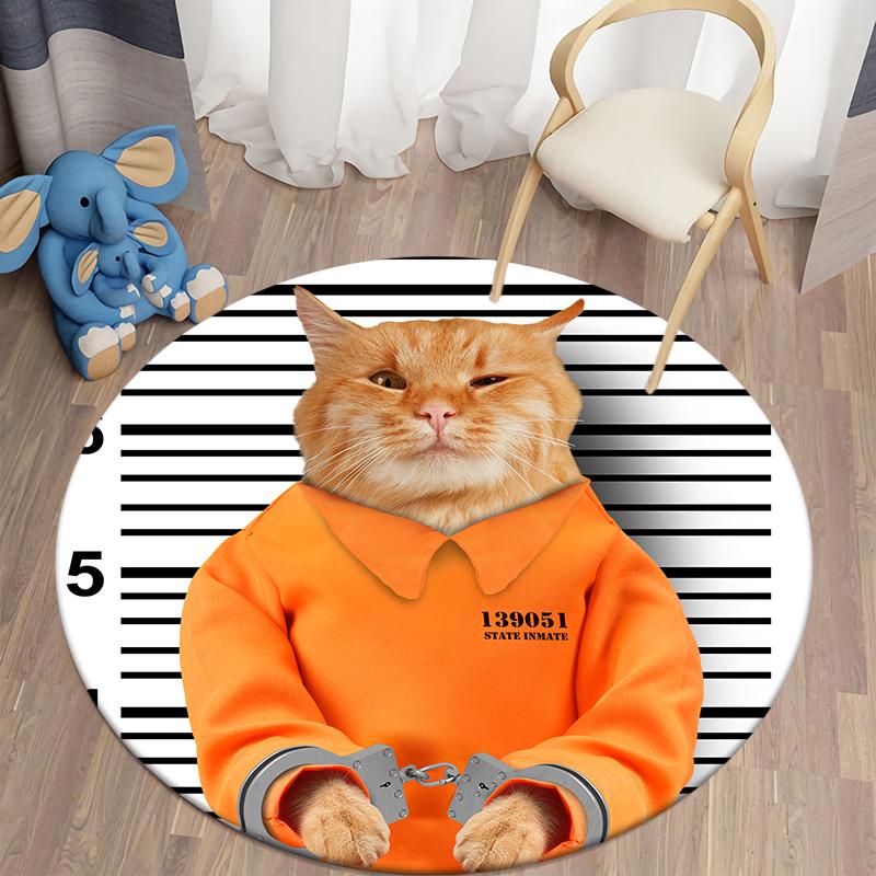 Bad Dog Cat Print Muster Runder Teppich Bodenmatte Home Wohnzimmer Sofa Schlafzimmer Bodendekoration Polyester Teppich