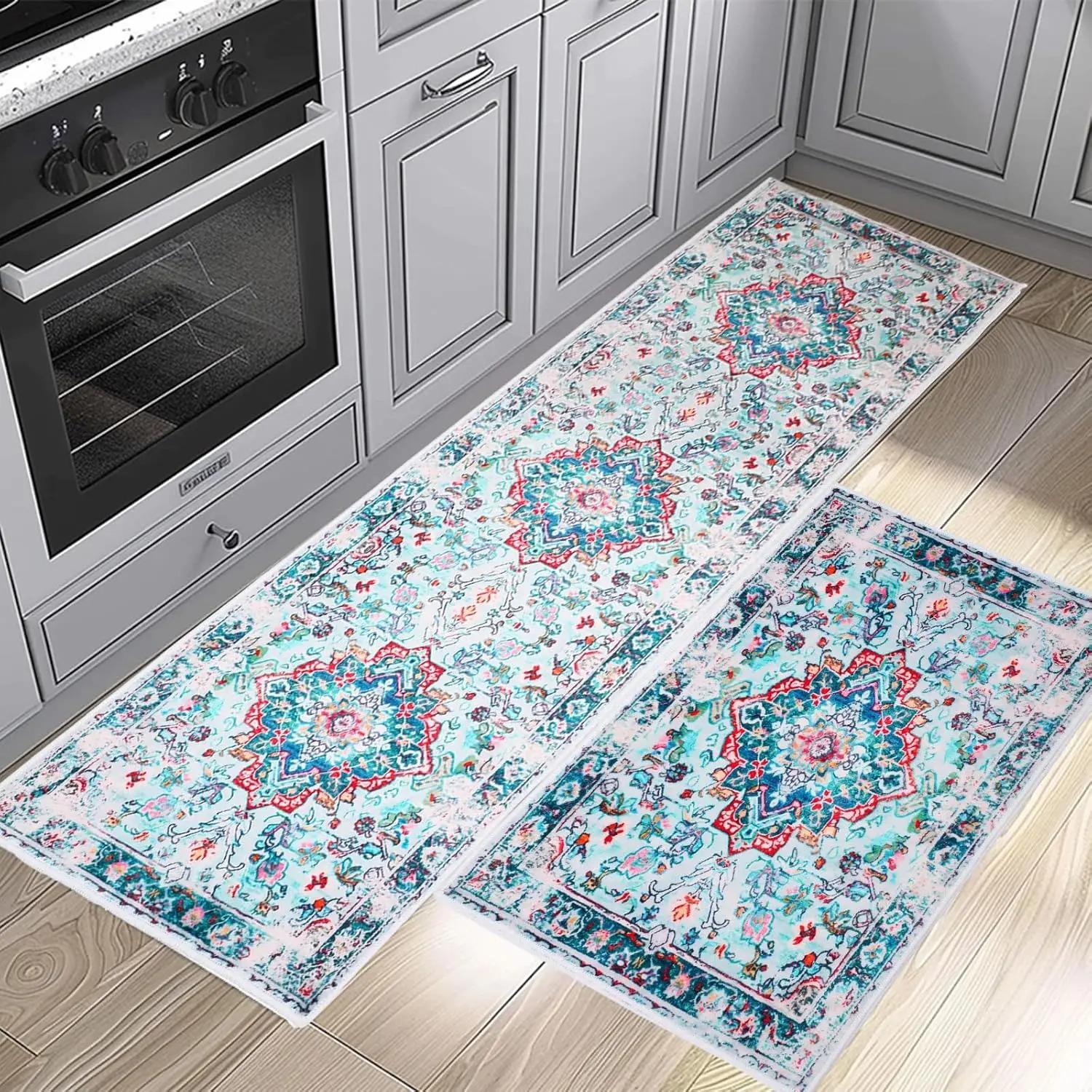 

VIKAMA Boho Flannel Carpet Living Room Mat Hallway Mat Sofa Mat Bedroom Bedside Rug Long Rug Non-slip Washable Mat Home Decor 1PC 40x60CM