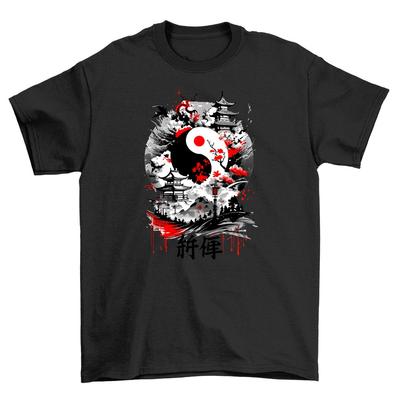 Yin Yang Anime Harmonie T-Shirt - Balance und Spaß! 100% Baumwolle, Unisex-Design. Embr