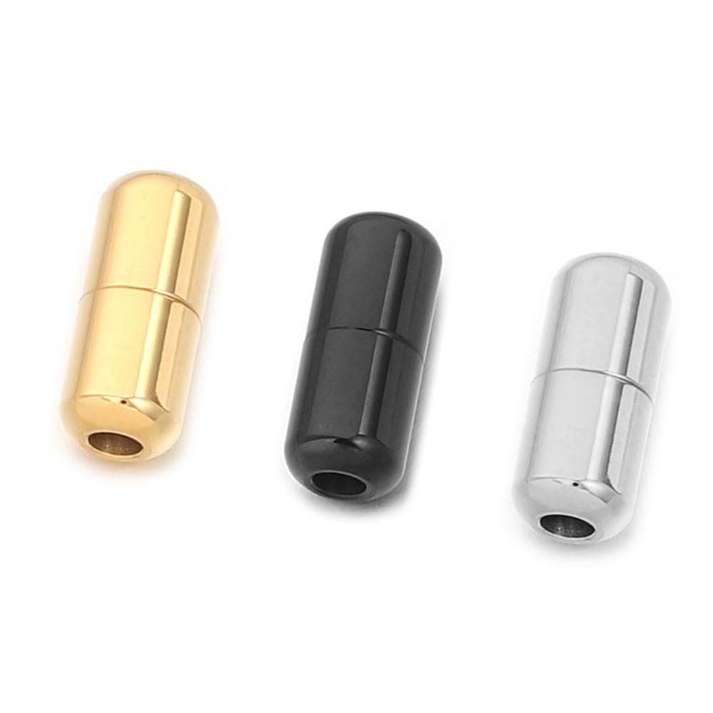 2pcs/lot Stainless Steel End Clasps Capsules Shape Lock Buckle Jewelry Connectors For Leather Bracelet Making DIY Accessories