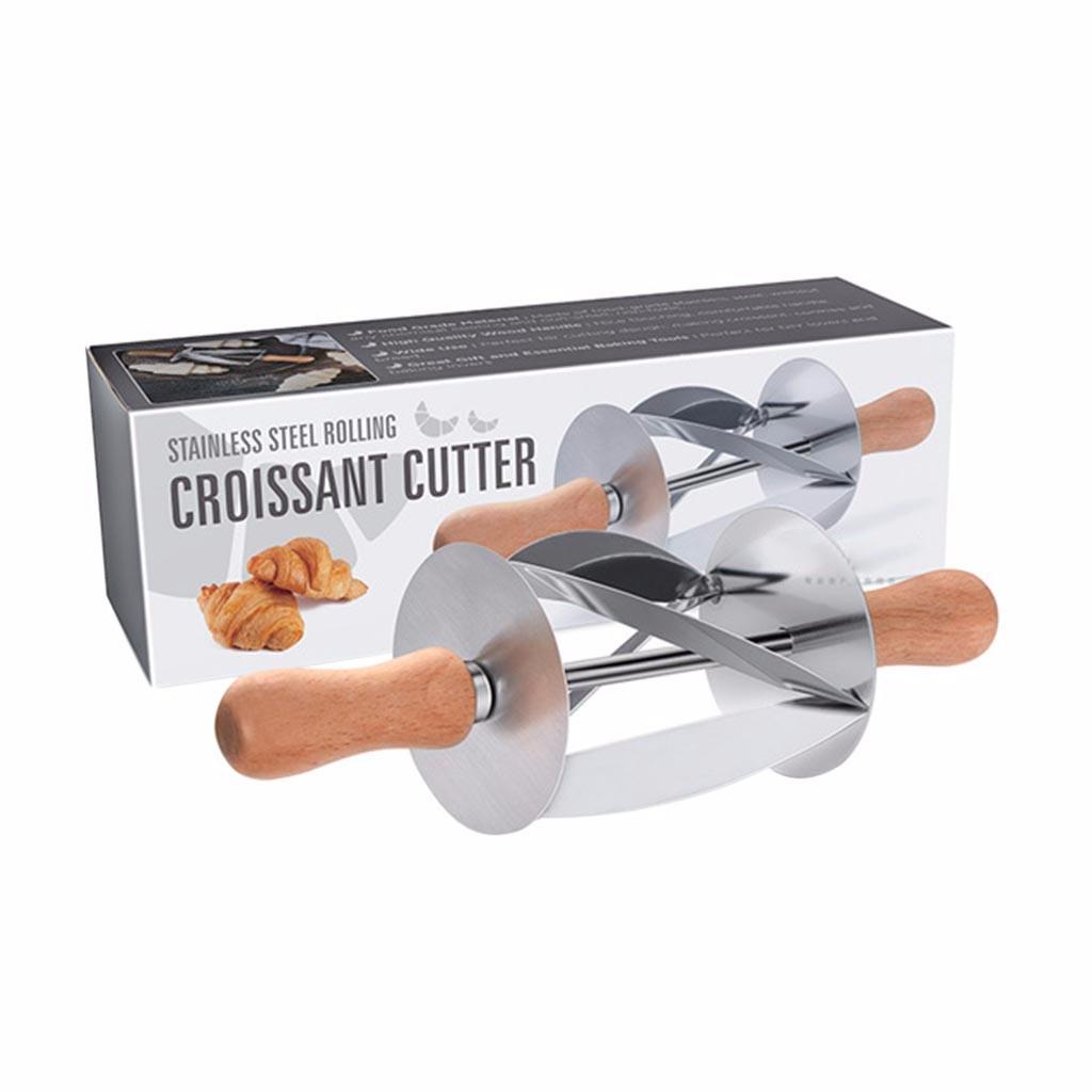 Sagit Stainless Steel Dough Croissant Rolling Pin Roller Cutter Baking Tool DIY