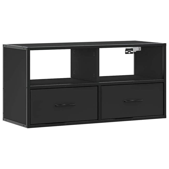 VidaXL Meuble TV noir 80x31x39,5 cm bois d'ingénierie et métal, support TV, armoire média, console TV, meuble HiFi, centre 848919