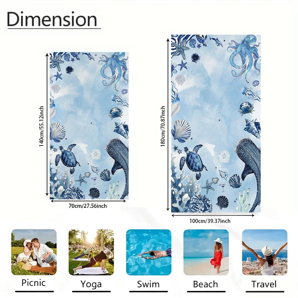1Pc Marine Organism Beach Towel Quick-Drying Towel For Beach Pool Sport Yoga Gym Home Towel Gift For Friends Sand Free Towel