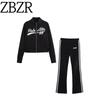 Za Autumn New Women Clothes 2025 Preppy Versitile Fashion Embroidered Outerwear Trousers 5584327 5584325