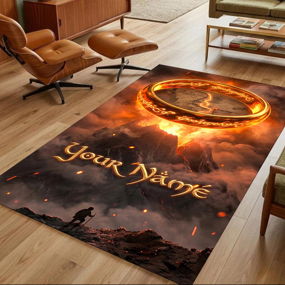 Lord Rings Customized Name Floor Rug Office Rug Suitable for Balcony Foyer Game Room Decorate room Anti-slip Rug Decorate Offices