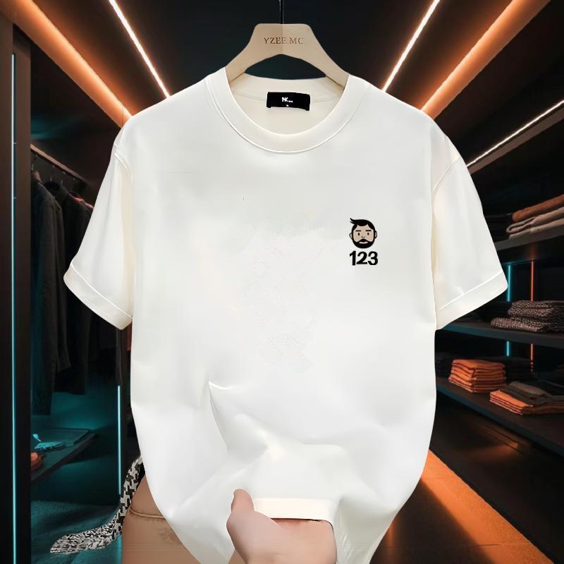 Men's Summer Casual Printed Letter Short-Sleeve Cotton T-Shirt