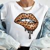 New Fashion Women T Shirt Leopard Lip Print T-Shirt T-Shirt Short Sleeve Tops Female Ladies Summer Tee Shirts Streetwear