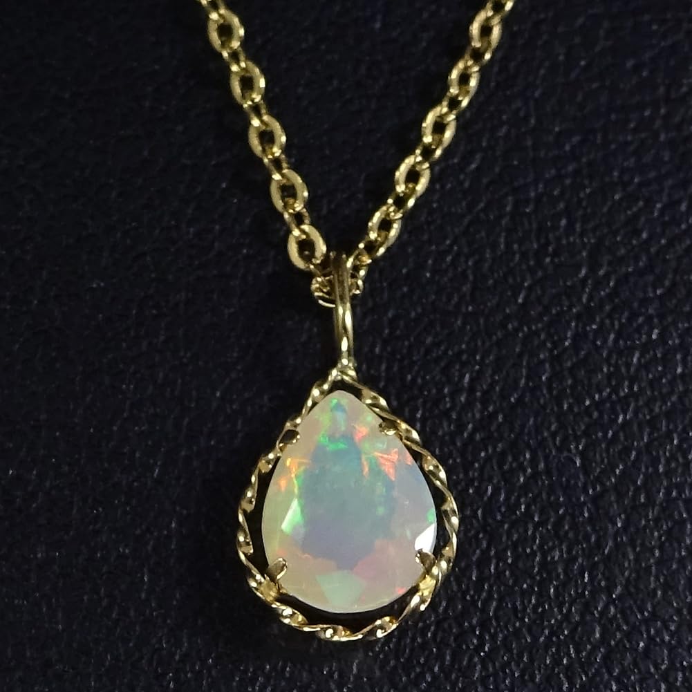 and My Jewelry K18 Natural Opal Necklace Pendant 18k Gold Pear [Your Box] (18k gold) (18k Shape) [Gift Wrapped]