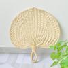 Liangshun Handmade Large Cattail Palm Leaf Fan with Curved Handle