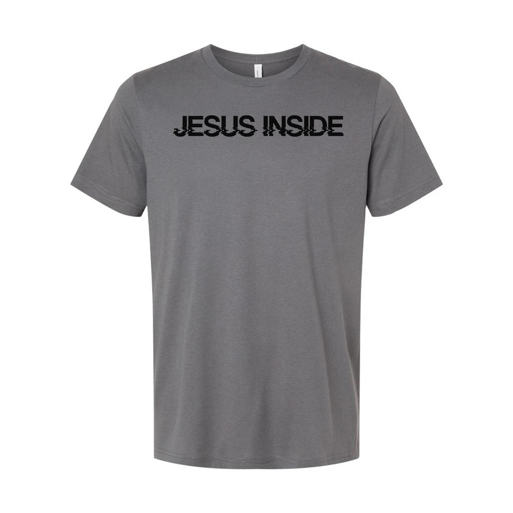 Jesus Inside Glitch Text Graphic Unisex T Shirt For Christian Faith Enthusiasts