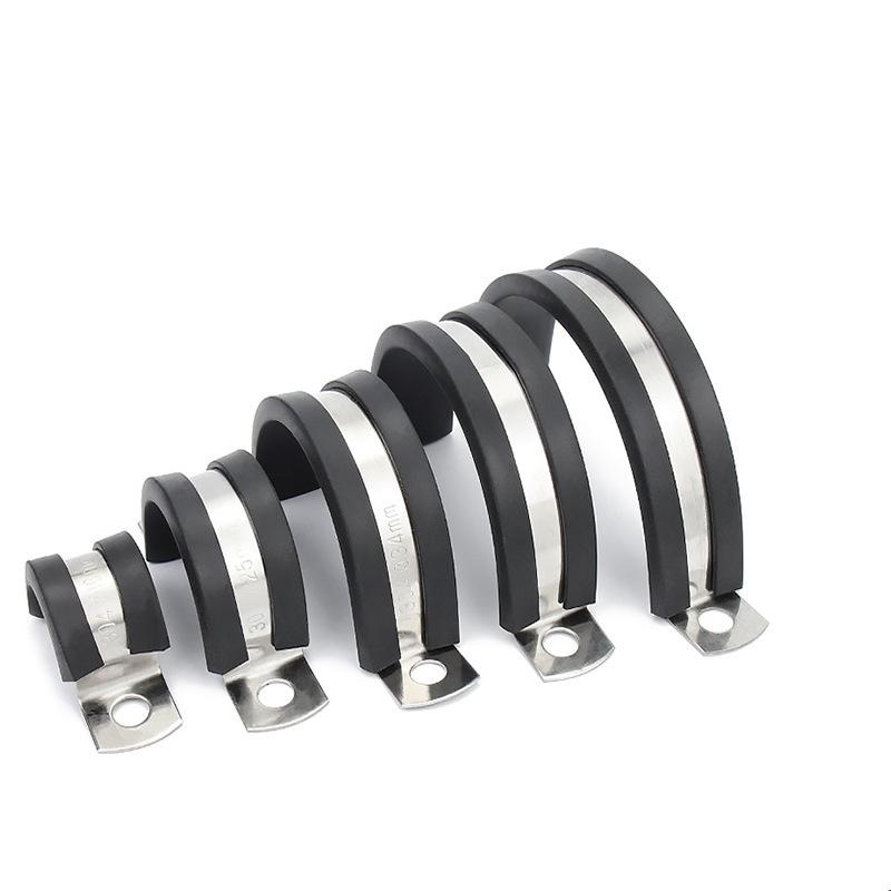 2Pcs 8-50MM 304 Stainless Steel Rubber Lined U Clips Cable Mounting Hose Pipe Clamp Mikalor