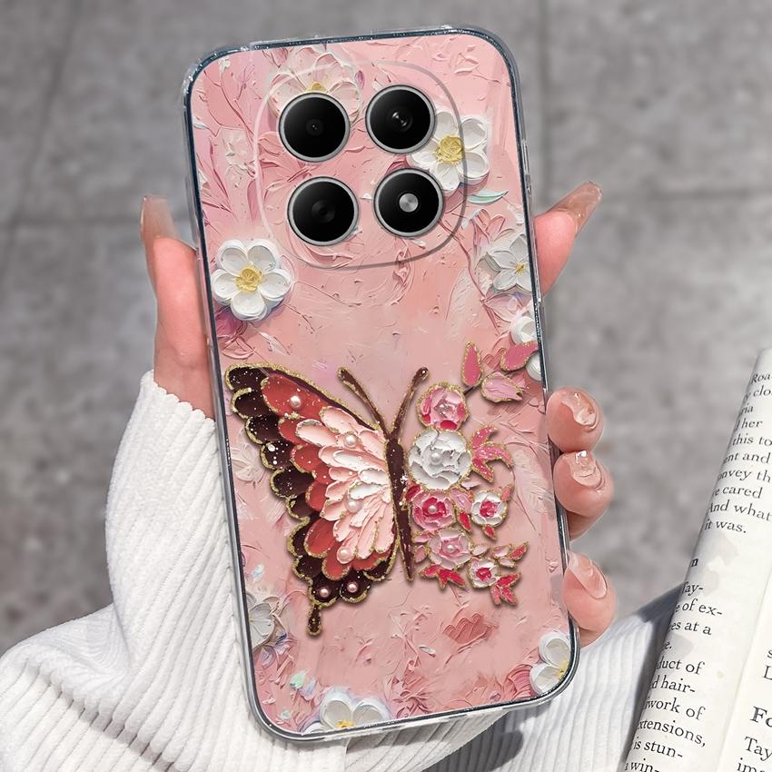 For Redmi Note 15 14 13 Pro Plus 5 5A 4 4X Phone Case Chinese Style Red-Crowned Crane Patterns Transparent TPU Shockproof Casing For Redmi Soft Covers