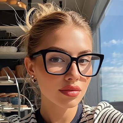 1Pc Classic Fashion Cat Eye Frame Non-Prescription Glasses Casual Fashion Item Glasses Suitable For Daily Wear Studying Readin