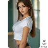 Retro Metall Blechschild Junge Frau im weißen Crop Top Vintage Innenporträt Wandkunst Dekoration xcm