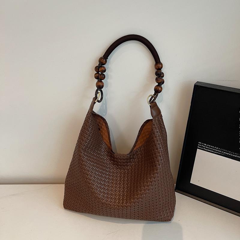 

Сумка тканая высокого уровня внешнего вида, ретро сумка-тоут, большая вместимость, одноплечевая сумка для поездок на работу кофейный