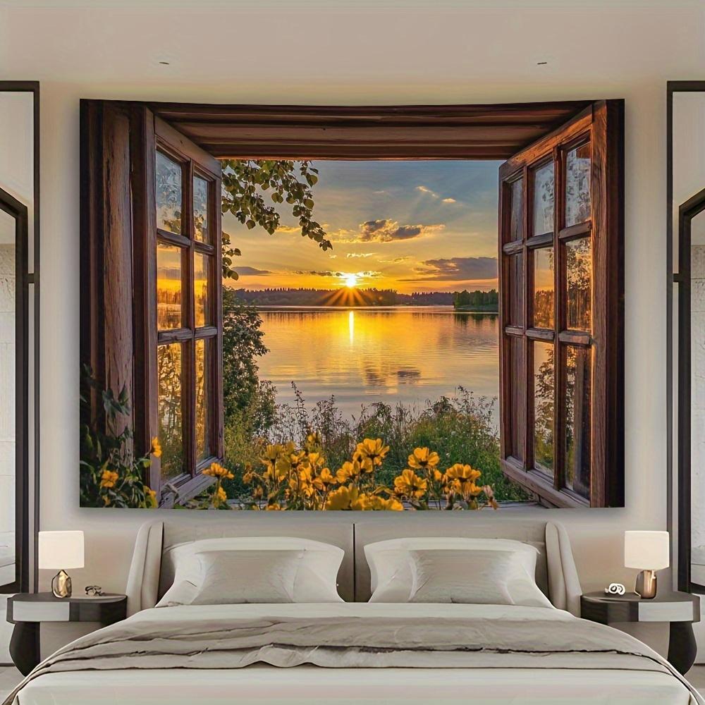 

Гобелен «Вид из окна на закат» Спокойное настенное панно для декора спальни и гостиной Идеальный подарок для любителей природы 74x94cm(29x37in)