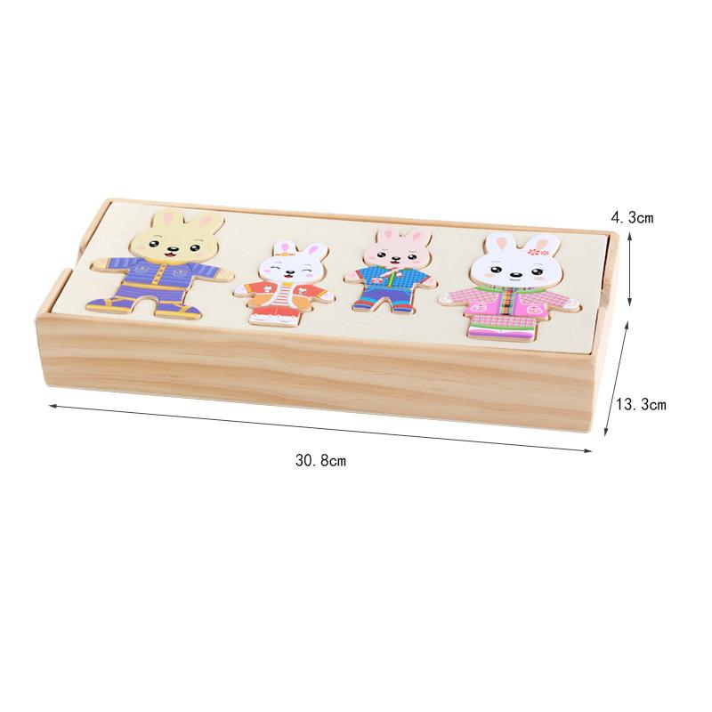 

Маленький кролик медведь переодевание детское раннее развитие деревянный пазл одевание игра детские пазлы игрушки для подарка