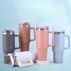 Fashionable 40-ounce stainless steel cup with handle, vacuum insulated travel cup, leak-proof double-wall hot cup, sports water bottle